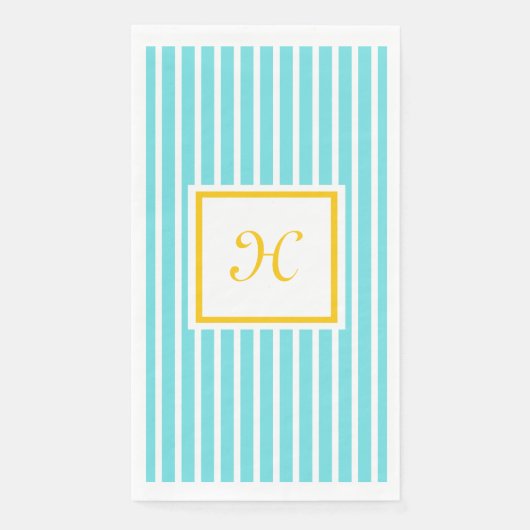 Serviette En Papier Turquoise avec bandes blanches (Devant)