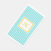 Serviette En Papier Turquoise avec bandes blanches (Coin)