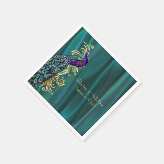 Serviette En Papier Turquoise avec Peacock Mariage Papier Napkin (Coin)