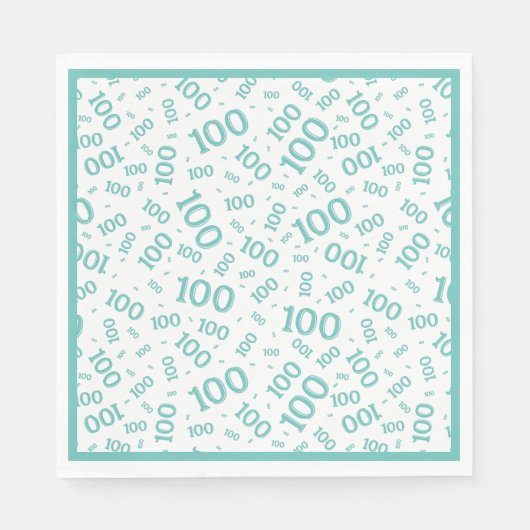 Serviette En Papier Turquoise/blanc 100 Motif de nombre aléatoire (Devant)