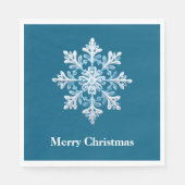 Serviette En Papier Turquoise Bleu Blanc Noël Flocon de neige (Devant)