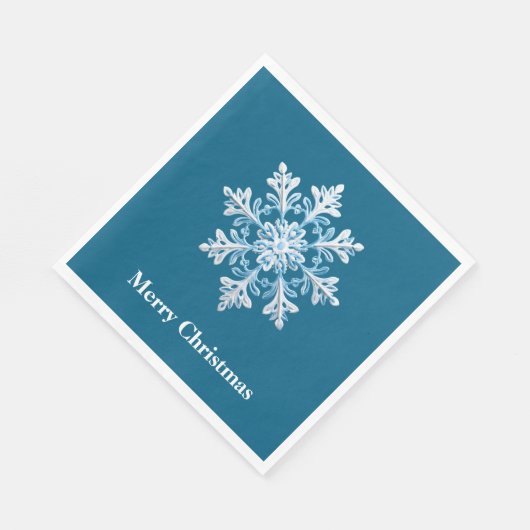 Serviette En Papier Turquoise Bleu Blanc Noël Flocon de neige (Coin)