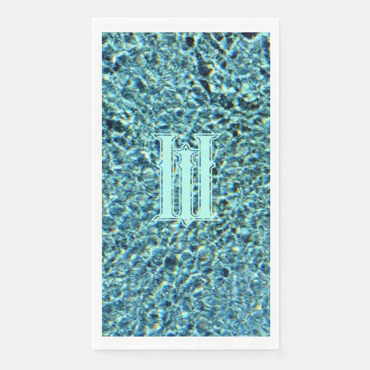 Serviette En Papier Turquoise bleu d'Aqua étincelante avec Monogramme (Devant)