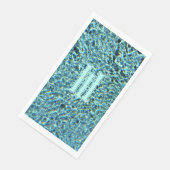 Serviette En Papier Turquoise bleu d'Aqua étincelante avec Monogramme (Coin)