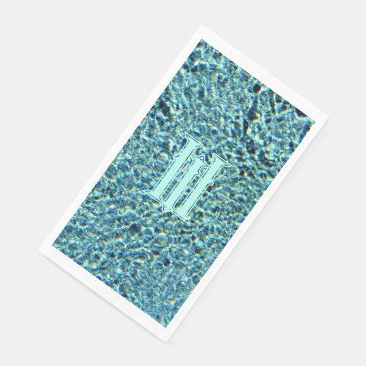 Serviette En Papier Turquoise bleu d'Aqua étincelante avec Monogramme (Coin)
