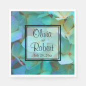 Serviette En Papier Turquoise bleu jaune rose hydrangée fleurs (Devant)