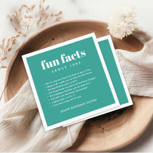 Serviette En Papier Turquoise Bleu Moderne Minimal Fun Faits Anniversa