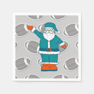 Serviette En Papier turquoise bleu orange noël santa claus basketball