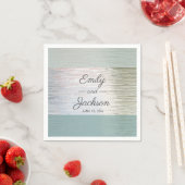 Serviette En Papier Turquoise Bleu Silver Mer Verre Réception de maria (En situation)