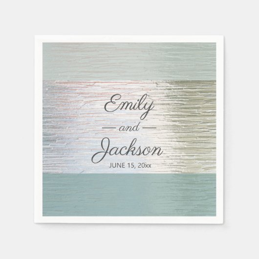 Serviette En Papier Turquoise Bleu Silver Mer Verre Réception de maria (Devant)