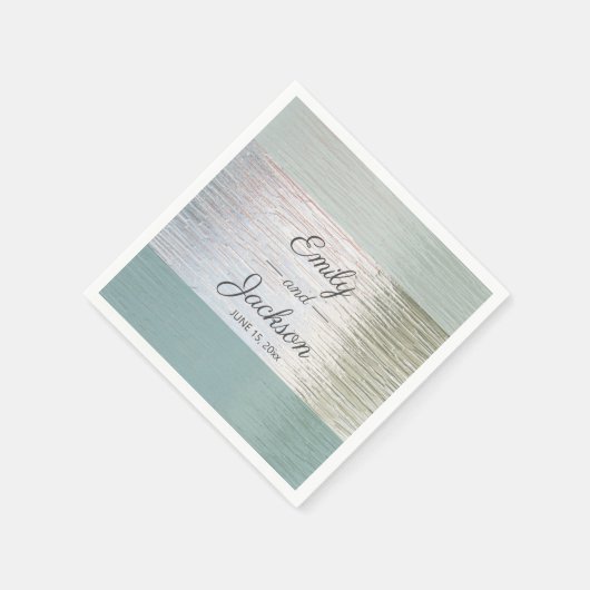 Serviette En Papier Turquoise Bleu Silver Mer Verre Réception de maria (Coin)