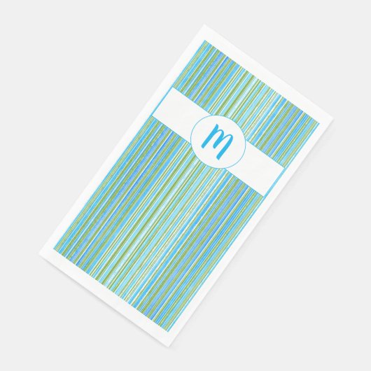 Serviette En Papier Turquoise, bleu, vert et blanc (Coin)