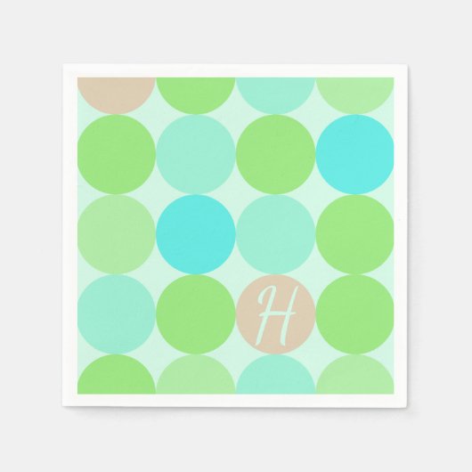 Serviette En Papier Turquoise Blue, Apple Green et Light Coral Circles (Devant)
