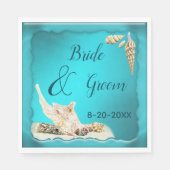 Serviette En Papier Turquoise Blue Aqua Turquoise Seashell Beach Maria (Devant)