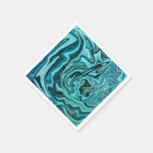 Serviette En Papier Turquoise Blue & Gold Chic Swirl Mariage moderne (Coin)