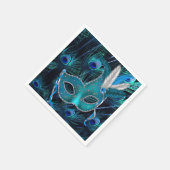 Serviette En Papier Turquoise Blue Peacock Masquerade Party (Coin)