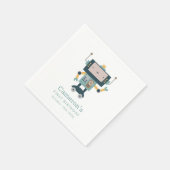 Serviette En Papier Turquoise Blue Robot Gears Simple 1er anniversaire (Coin)