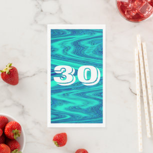 Serviette En Papier Turquoise Blue Waves 30e anniversaire de l'âge adu