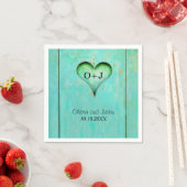 Serviette En Papier Turquoise Bois rustique Coeur monogramme (En situation)