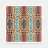 Serviette En Papier Turquoise Brown Burnt Orange Mosaic Motif (Devant)