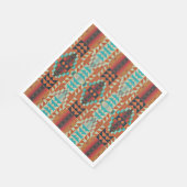 Serviette En Papier Turquoise Brown Burnt Orange Mosaic Motif (Coin)