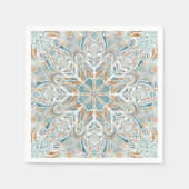 Serviette En Papier Turquoise Brown d'aquarelle Mandala (Devant)