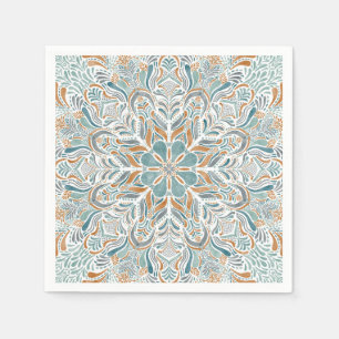 Serviette En Papier Turquoise Brown d'aquarelle Mandala
