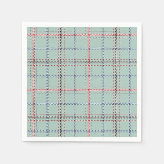 Serviette En Papier Turquoise checkered classic pattern. (Devant)