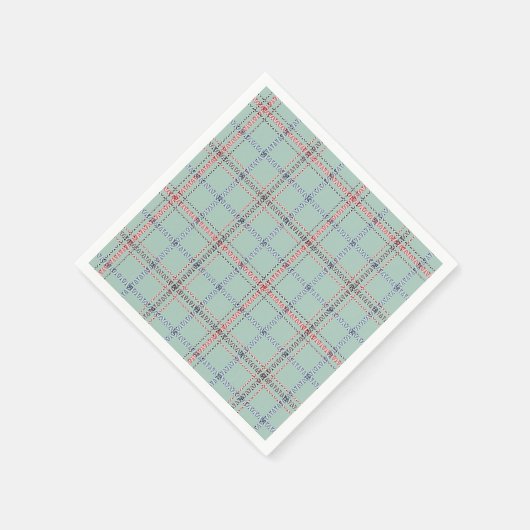 Serviette En Papier Turquoise checkered classic pattern. (Coin)