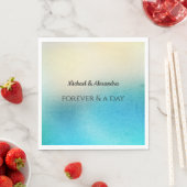 Serviette En Papier Turquoise Chic Blanc Aqua Mariage bleu (En situation)