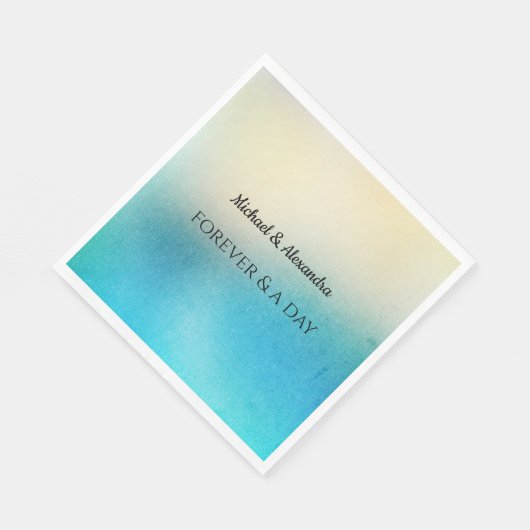 Serviette En Papier Turquoise Chic Blanc Aqua Mariage bleu (Coin)