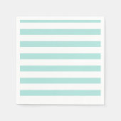 Serviette En Papier Turquoise clair et blanc Large Horizontal rayé (Devant)
