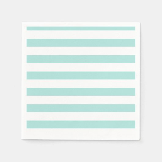 Serviette En Papier Turquoise clair et blanc Large Horizontal rayé (Devant)