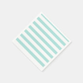 Serviette En Papier Turquoise clair et blanc Large Horizontal rayé (Coin)