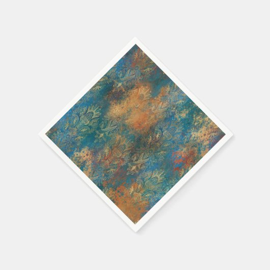 Serviette En Papier Turquoise Cooper Patina (Coin)