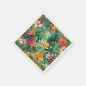 Serviette En Papier Turquoise, Coral & Mauve Art Moderne Floral (Coin)