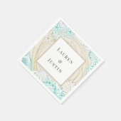 serviette en papier turquoise côtier à monogramme (Coin)