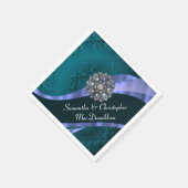 Serviette En Papier Turquoise damas et strass cristal (Coin)