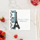 Serviette En Papier TURQUOISE Damask Tour Eiffel Mariage (En situation)