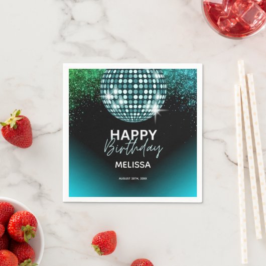 Serviette En Papier Turquoise Disco Parties scintillant Dance Party An (En situation)