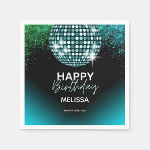 Serviette En Papier Turquoise Disco Parties scintillant Dance Party An