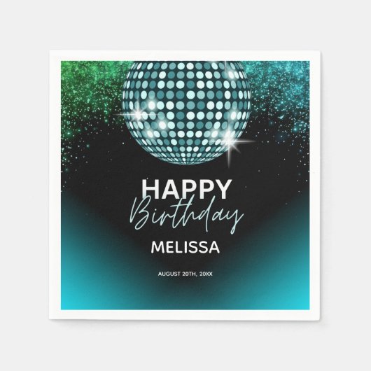 Serviette En Papier Turquoise Disco Parties scintillant Dance Party An (Devant)