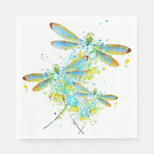 Serviette En Papier Turquoise éclaboussure de libellule (Devant)