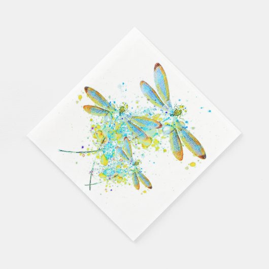 Serviette En Papier Turquoise éclaboussure de libellule (Coin)