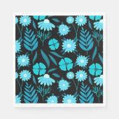 Serviette En Papier Turquoise en fleurs (Devant)
