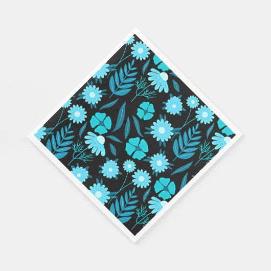 Serviette En Papier Turquoise en fleurs (Coin)
