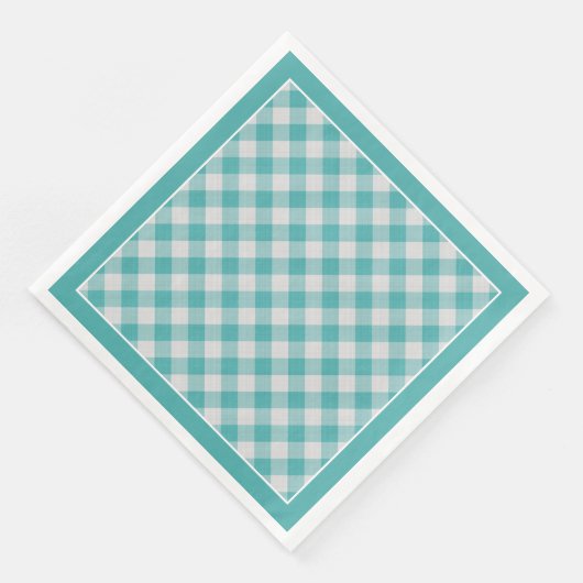 Serviette En Papier Turquoise En vichy Vérifie Motif Pour Toutes Les O (Coin)