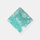 Serviette En Papier Turquoise Enchanted Sea Starfish & Bubles Ocean Pa (Coin)