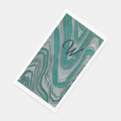 Serviette En Papier Turquoise et gris naturel moderne Abstrait (Coin)