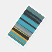 Serviette En Papier Turquoise Et Noire - Bandes D'Art Abstraites (Coin)